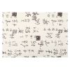 2 Pcs Chinese Style Cotton Linen Place Mats Coffee Placemats Calligraphy Pattern Table Mats 17.7x11.8 inch, Beige