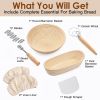 Complete Bread Baking Kit Banneton Proofing Basket Set 9In Round And 10In Oval Basket With Linen Liner Lame Dough Scraper Blender Whisk