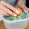 4 In 1 Egg Separator Set Double Egg White Separator With Built In Egg Cracker Food Container Plus Lid and Egg Shell Tweezer Green Color