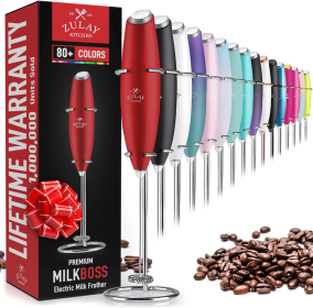 Milk Boss Milk Frother With Stand (Color: Red)