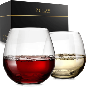 Stemless Wine Glasses Set (Color: 4STCL)