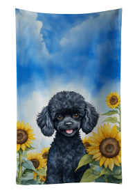 Black Poodle in Sunflowers Kitchen Towel (Color: 198453049469)