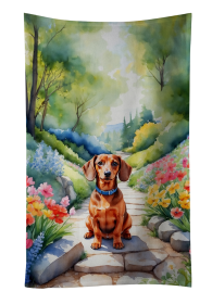Dachshund Spring Path Kitchen Towel (Color: 198453405319)